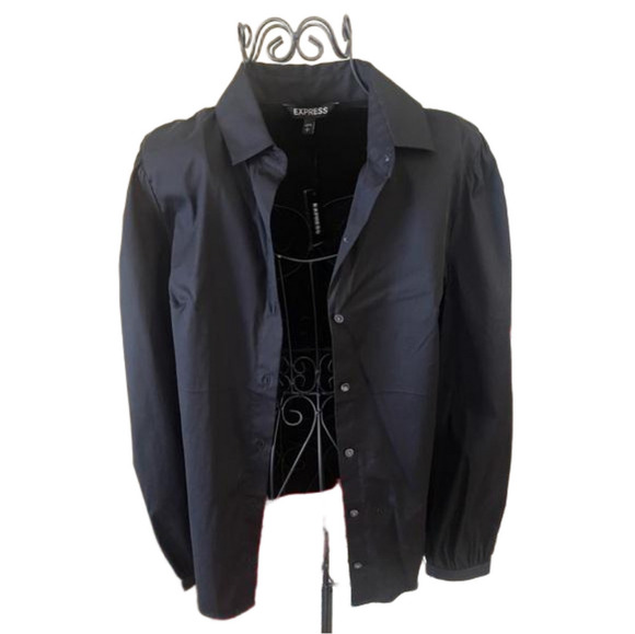 Express Button Down Dress Shirt with Ruched Sleeves Size Small​​ new with tags - Picture 1 of 4